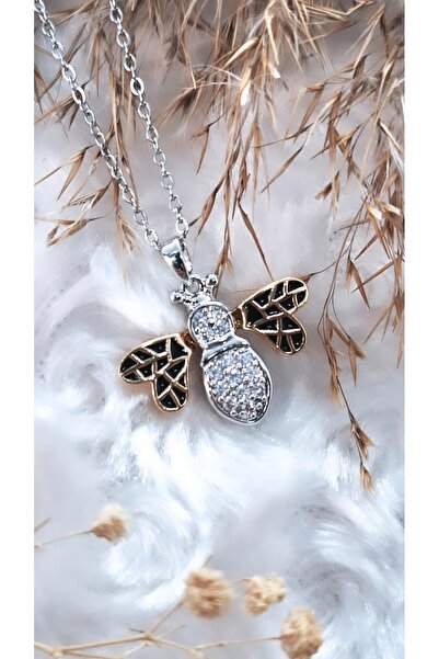 Serenity قلادة من الفولاذ على شكل نحلة مخططة باللونين الأسود والأصفر