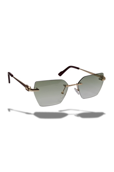 MECKSA Rimless Hexagon Sunglasses for Women & Men