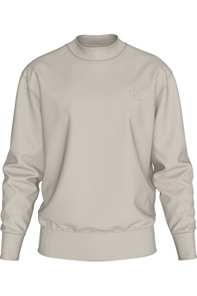 Calvin Klein Men Moonbeam Logo Embossed Crew Neck Sweatshirt