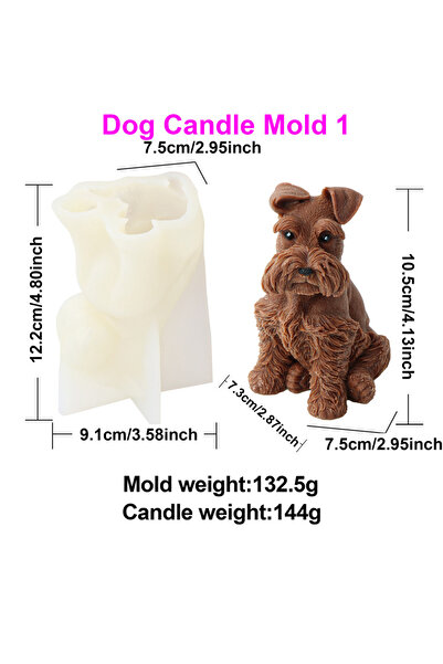 Choice4 Dog Candle Mold 1 3D Schnauzer Puppy Silicone Mold DIY Cute Kitten Pu...