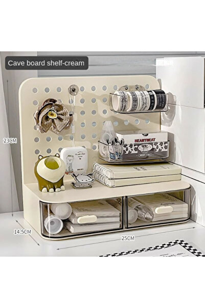 Choice1 Cream 1 Pcs Desktop Perforated Board Storage Box Stationery Sorting R...