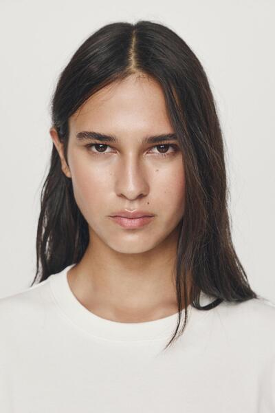 Massimo Dutti %100 pamuklu interlok bisiklet yaka t-shirt