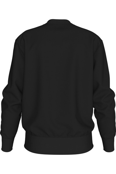 Calvin Klein Men Black Logo Embossed Crew Neck Sweatshirt