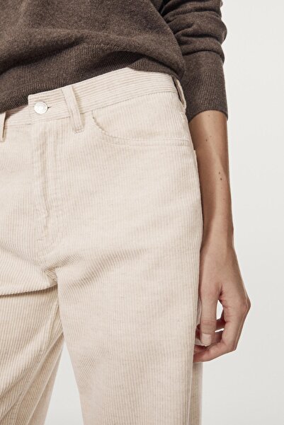 Massimo Dutti Yüksek bel straight fit fitilli kadife pantolon