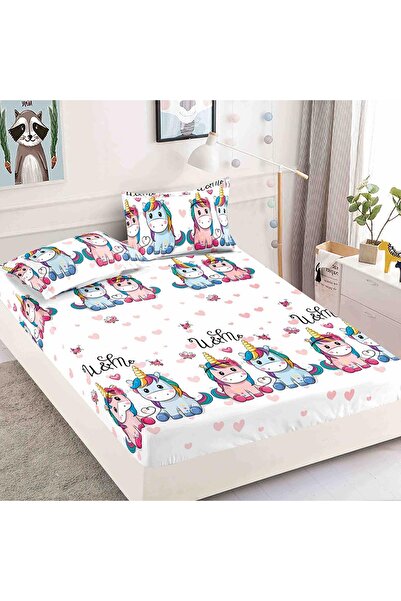 OEM Double bed cover set with elastic, 3 pieces, 180x200cm