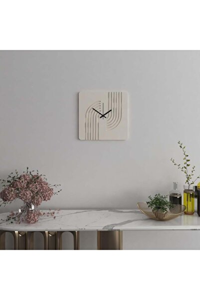 Marktna ساعة حائط خشبية بتصميم خطوط انيقة