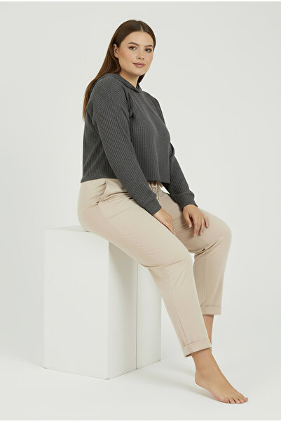 Bravie Φούτερ μεγάλου μεγέθους με διπλό πόδι μπεζ 2020