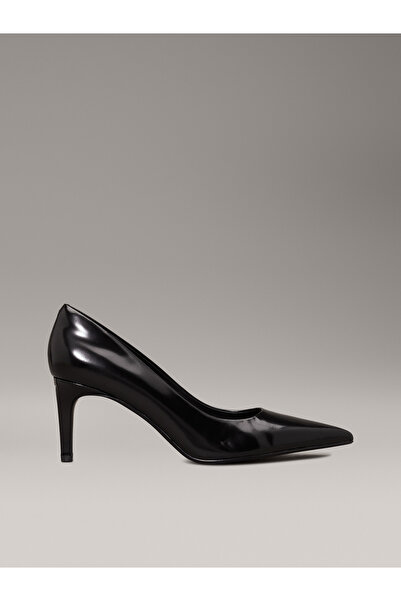 Calvin Klein Women Black Brush Leather Stiletto Pumps