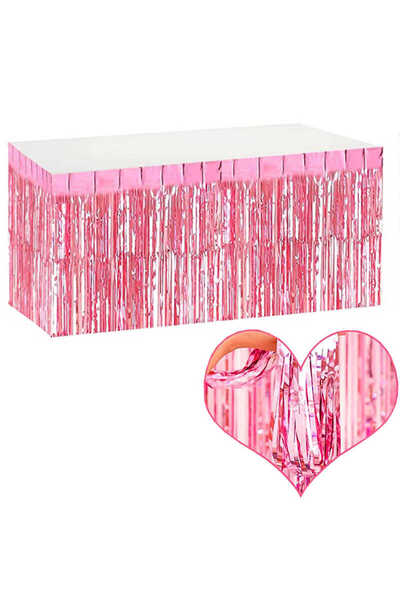 kidspartim Culoare roz metalic ciucuri de masă 240x 75 cm