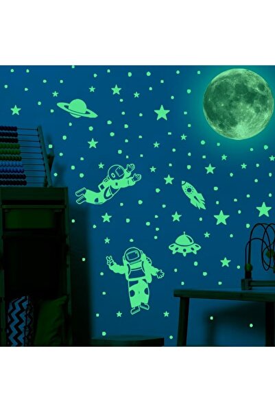Generic 102-Piece Glow Astronaut Planet Wall Decals - Removable Kids' Bedroom/Living Room Stickers