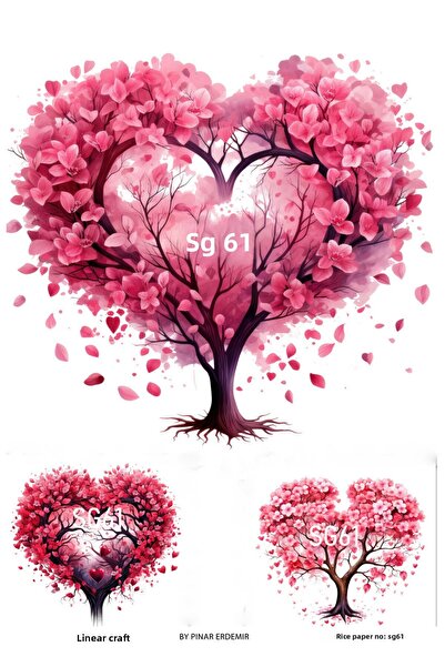 LİNEART Valentine's Day Sg61 Series - Flowers, Hearts and Roses Brass Decopag...