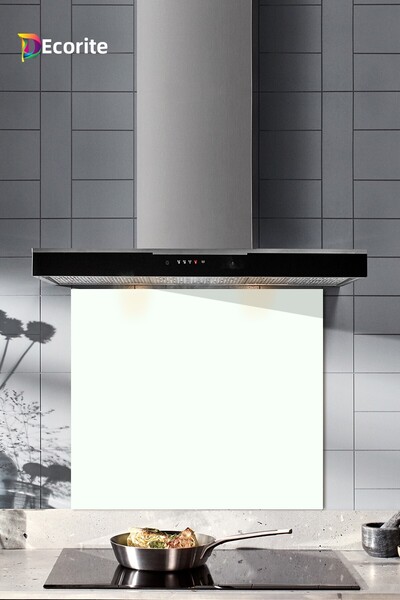 Decorita Protector de spate pentru aragaz din sticla |   Culoare uni - alb |   52 cm X 60 cm