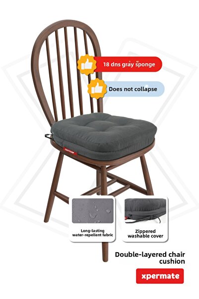 XPERMATE 4-Piece Double Layer Chair Cushion Zippered Washable Cover Water and Oil Repellent 42X42X8 Anthracite