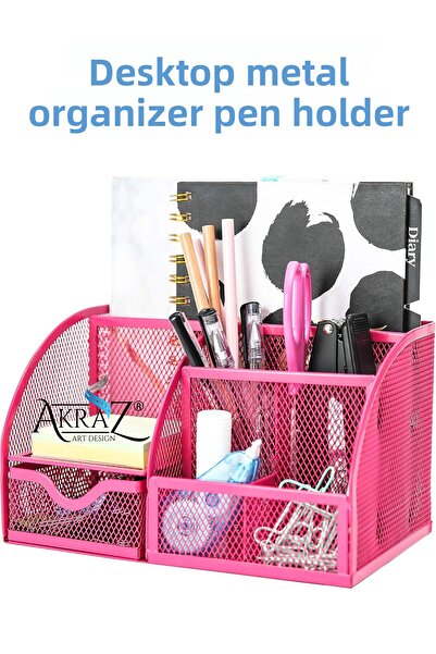 Akraz Art Design ORGANIZATOR DE BĂRĂ DE MASĂ SUport pentru stilouri din metal...