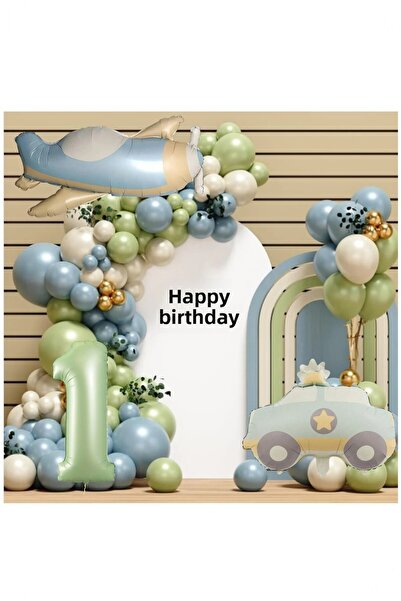 BİDOLUMUTLULUK Foil Balloon Set with Retro Colorful Airplane and Police Car -...