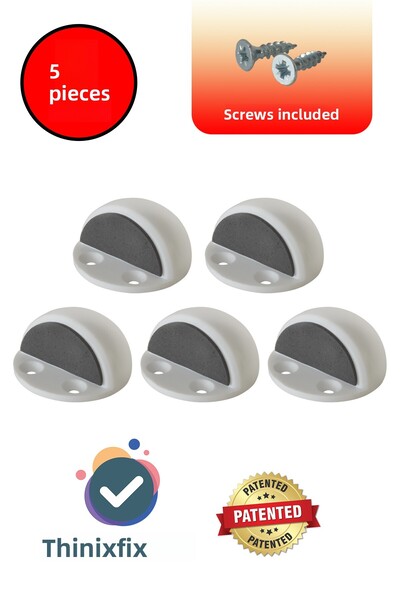 İNCAREA سدادة باب بلاستيكية بيضاء لولبية نصف قمر / سدادة / مصد حامل 5 قطع