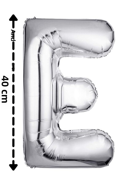 ELGALA بالون فويل حرف E بالون هيليوم 40 سم لون فضي