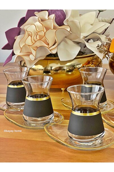 OKYAY HOME Blackline Special Series - Gilded Almond Tea Set, Gift Luxury Dowry