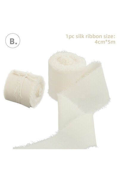 Choice شريط حرير شيفون ساتان متهالك مصنوع يدويًا بطول 4 سم × 5 متر، مناسب لتغليف دعوات الزفاف