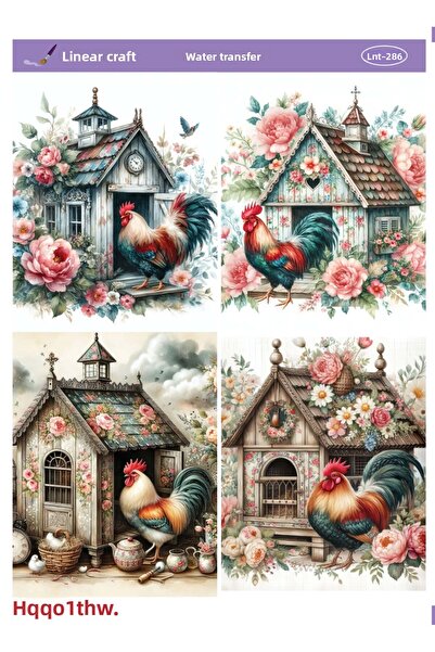 LİNEART Lnt-286 - 25*35 cm Rooster Patterned Water Transfer