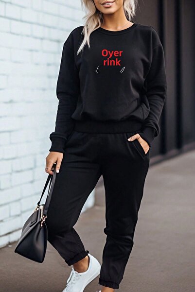 uyguntarz Uniszex Nyomtatott Crew Neck tréningruha szett