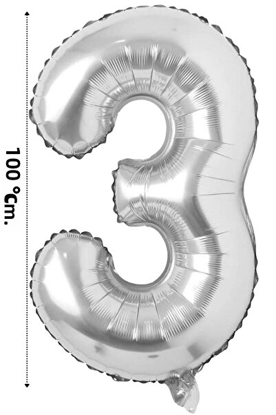 Happyland بالون هيليوم فضي اللون 3 قطع 100 سم