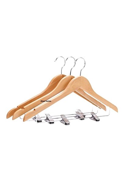 Altıntaş 36 Pieces Wooden Clothes Hanger with Pegs Pants Hanger Clothes Hanger 43 Cm