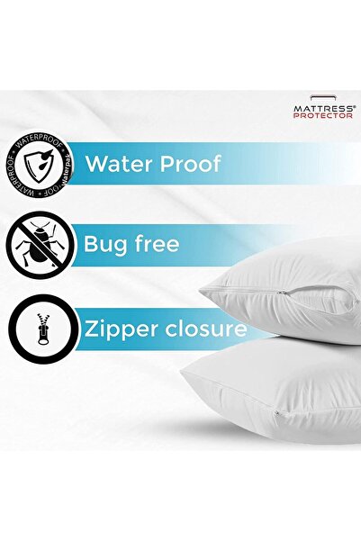 MEŞELİ TEKSTİL Set of 2 Liquid-Proof Zippered Pillow Mattresses