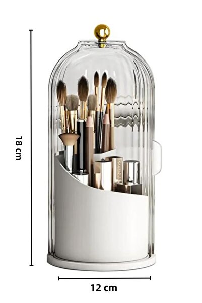 Emofom Claire 360 Rotatable Brush with Transparent Lid and Stand Cosmetic Makeup Organizer