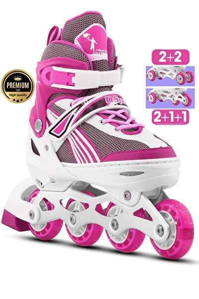Telvesse Pink 8780 - Lighted Adjustable Wheel and Body Practice Metal Base Skate for Kids Youth