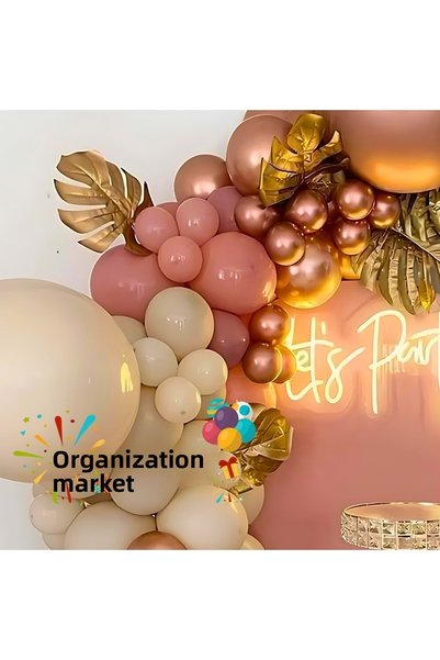 Organizasyon Pazarı Balloon Set Rose Gold-Sea Sand-Rosewood 60-Piece Balloon Chain Set