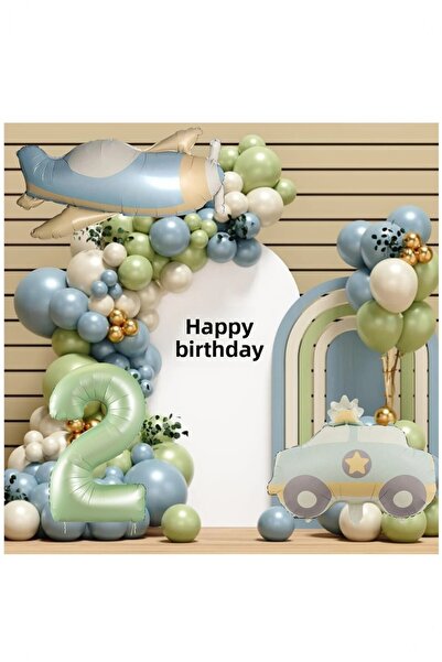 BİDOLUMUTLULUK Retro Colorful Plane Car Foil Balloon Set - Party Entertainmen...