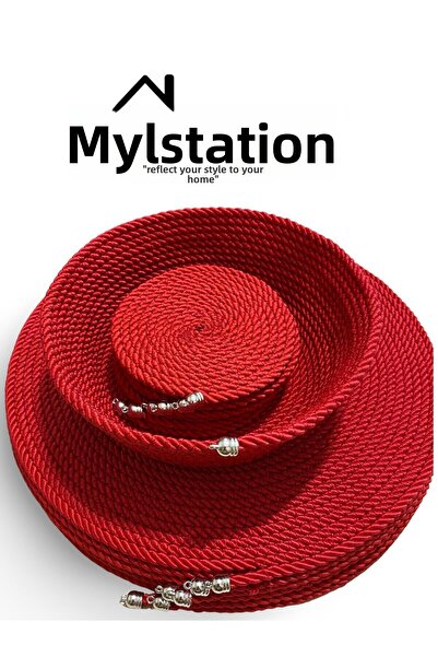 myistasyon "tarzınızı evinize yansıtın" Wicker American Service Cord Rope Charger Knitted Bamboo Quality 6 Pieces Plate Pad + Basket + 6 Pieces Cup Pad