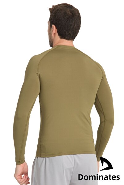 DOMİN SPOR Men's Long Sleeve Khaki Relaxed Fit Compression Sports Body Tshirt