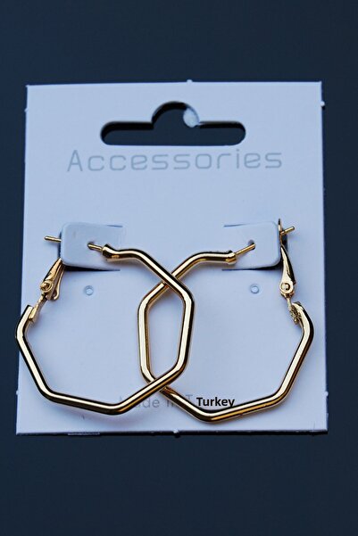 Rua Jewelry حلق ذهبي اللون بمشبك سداسي 2 مم 3×3