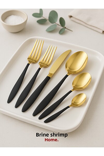 DMR LİFE 18 Piece 6 Person Gold Dine Fork/Spoon/Knife Set Stainless Steel 18/10