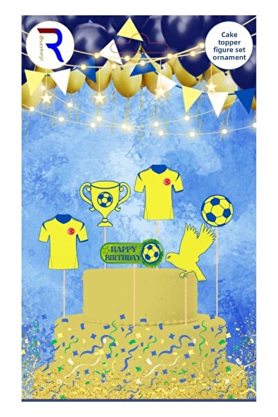 MFM Жълто-тъмносиня торта с канарчета, 6 парчета