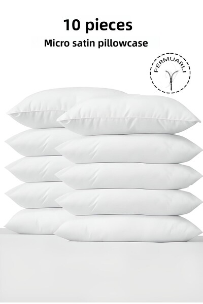 İzgi Concept 10 τεμάχια Micro Satin 50x70 Λευκή εσωτερική επένδυση, μαξιλαροθήκη με φερμουάρ, στρώμα μαξιλαριού 10 τεμαχίων
