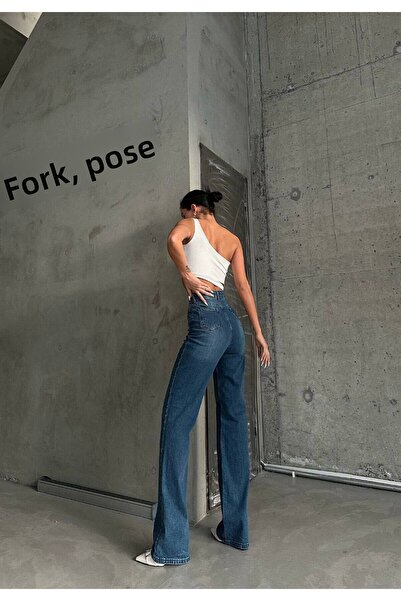 Diviny Blugi de damă, albastru colorat, obișnuiți, cu talie înaltă, cu talie înaltă