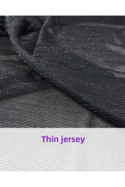 Kumaş Parça جيرسي رفيع لامع باللون الأسود العرض: 150