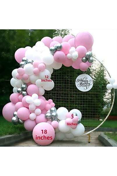 Patladı Gitti 10-12 Inch White Rose Gold and Confetti Mixed Balloon 10 Pieces