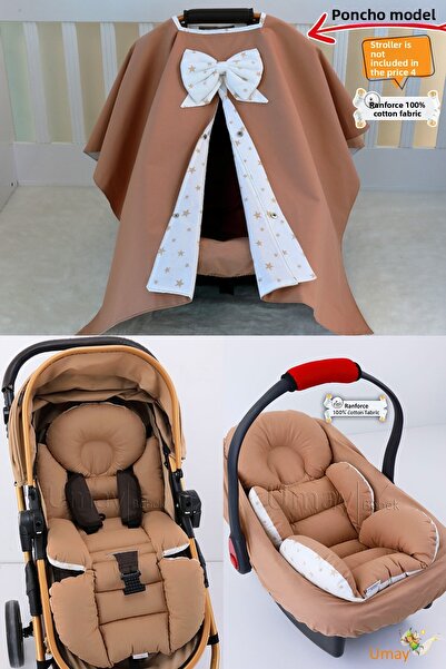 Umaybebek 4 Pieces - Stroller Cover, Stroller Cushion with Lumbar Support, St...