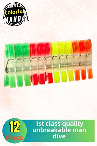 Comprox 1.Class Quality 12 Pieces Unbreakable and Stainless Pegs - COLORFUL