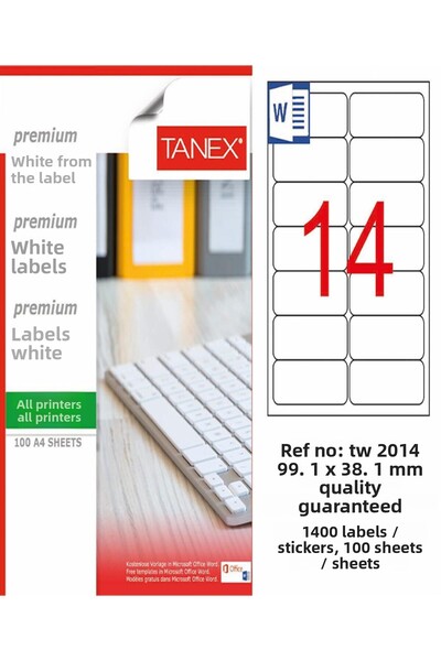 Ürün Evim Etichetă laser Tanex Tw-2014 99,1*38,1 mm Albă 100 buc.