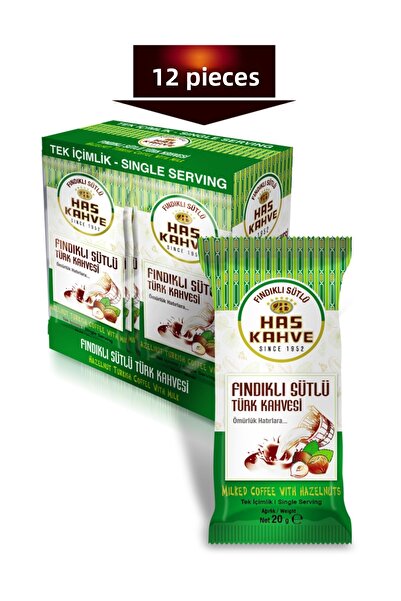 Has Kahve Has Single Drink Hazelnut Milk Turkish Coffee 12 pcs * 20 gr