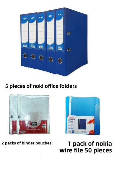 Noki Μπλε πλαστικός φάκελος ευρείας διάρκειας - 5 τεμάχια σε 1 πακέτο, βιβλιοδεσία σε βιβλιοδεσία και φάκελος σε σακούλα 2 πακέτο