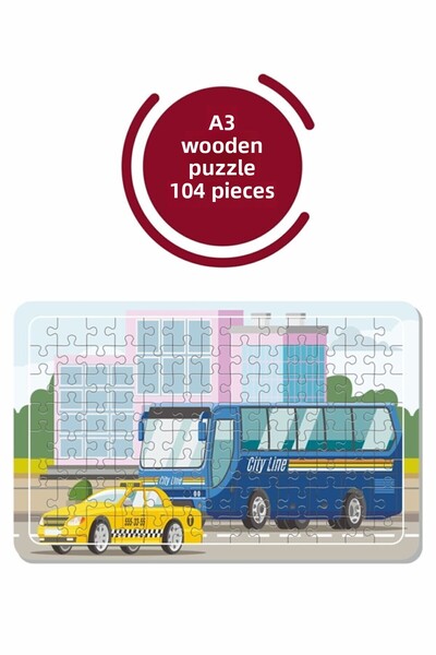 LİPYOS لغز الحافلة والتاكسي A3، 104 قطعة، لعبة، منشار قطع