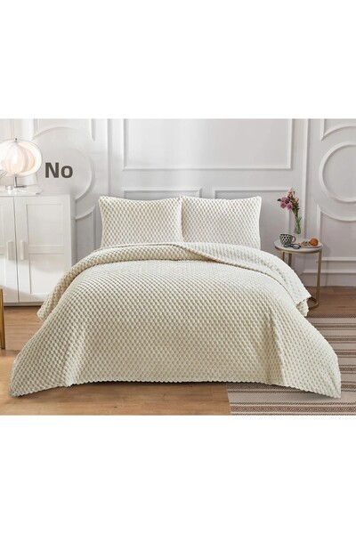 Vannes Home بطانية مفرش سرير مزدوج من ريش الأرنب لورا 230x250 (مع وسادتين)