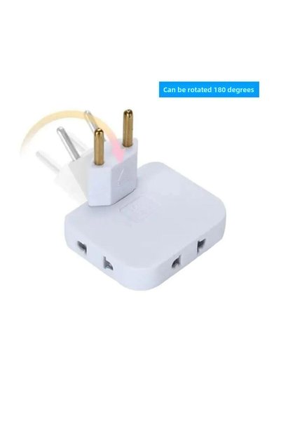 Axiel 3-Way Input Electrical Plug in Wall 180 °   Degree Rotatable Head Socket (Pink Color) 1 Piece