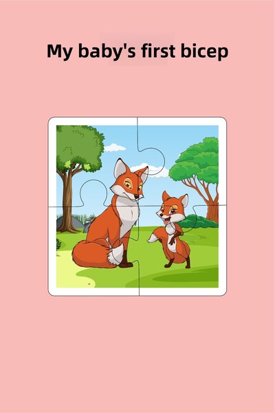 metafortoys أحجية خشبية مكونة من 4 قطع مع طفلتي الأول (عائلة الثعلب)